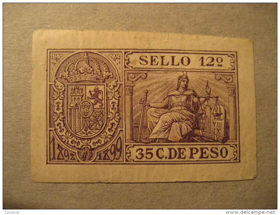 1899 35c 12&ordm; Clase Papel Timbrado Poliza Tasa Fiscal Oficial Tax Due Revenue Poster Stamp Label Vignette Vi&ntilde; - Servicios