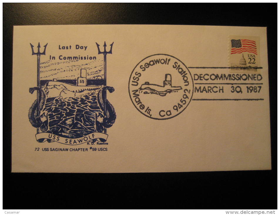 Mare Is. 1987 USS Seawolf  SUBMARINE Submarines Sub Decommissioned Cancel Cover USA - Duikboten