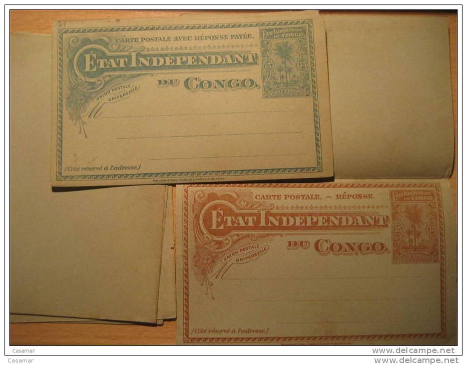 ERROR No CARDBOARD Various PAPERBOARD Etat Ind. 15c+15c Palm Postal Stationery Card Belgium BELGIAN Congo Belge Africa - Interi Postali