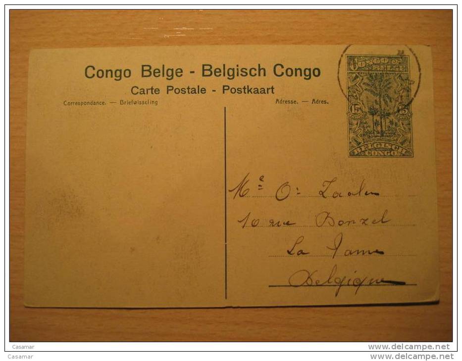 CONGO BELGE 15c Palm Stationery Elisabethville Residence Gouverneur Post Card To Belgium BELGIAN Belgisch Kongo Africa - Interi Postali