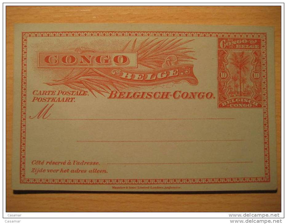 CONGO BELGE 10c Palm Postal Stationery Card BELGIAN Belgisch Kongo Belgium Africa - Entiers Postaux