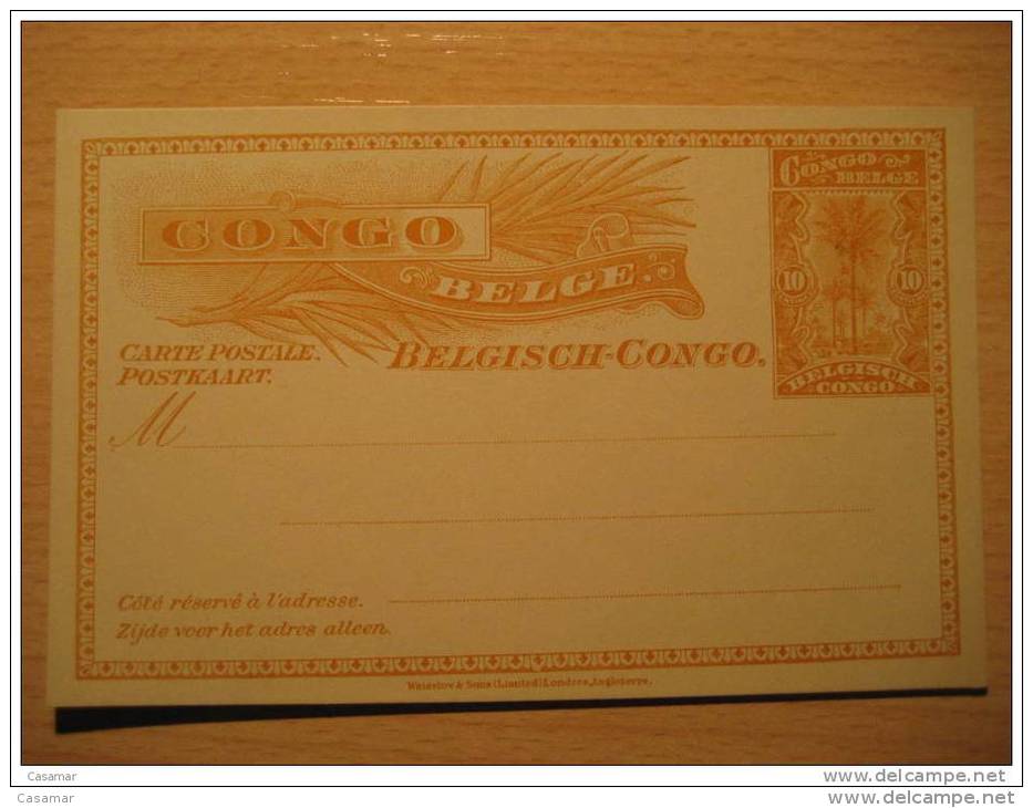 CONGO BELGE 10c Palm Postal Stationery Card BELGIAN Belgisch Kongo Belgium Africa - Entiers Postaux