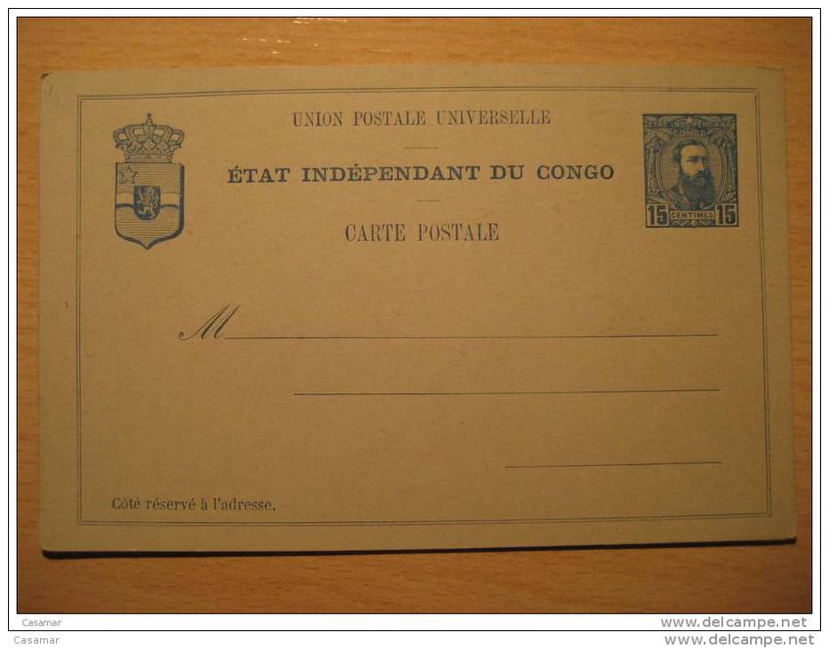 Etat Independant 15c Postal Stationery Card BELGIAN CONGO Belgium Africa - Postwaardestukken