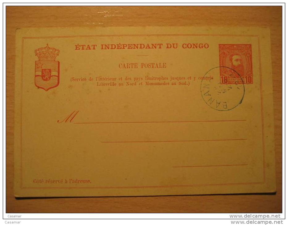 Etat Independant 10c Banana Cancel 1897 Libreville Mossamedes Postal Stationery Card BELGIAN CONGO Belgium Africa - Entiers Postaux