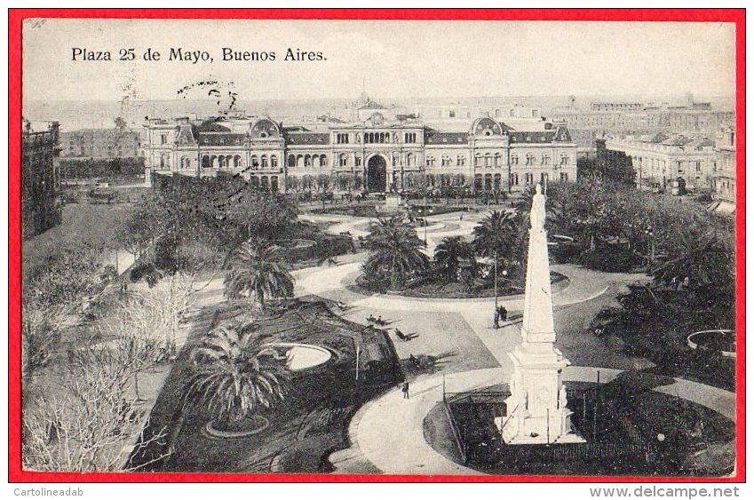 [DC6251] BUENOS AIRES (ARGENTINA) - PLAZA 25 DE MAYO - PIAZZA 25 MAGGIO - Viaggiata 1913 - Old Postcard - Argentina