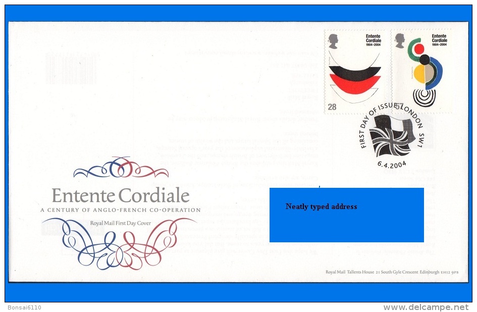 GB 2004-0003, Centenary Of The Entente Cordiale (Contemporary Paintings) FDC, London SW1 SHS - 2001-2010 Decimal Issues