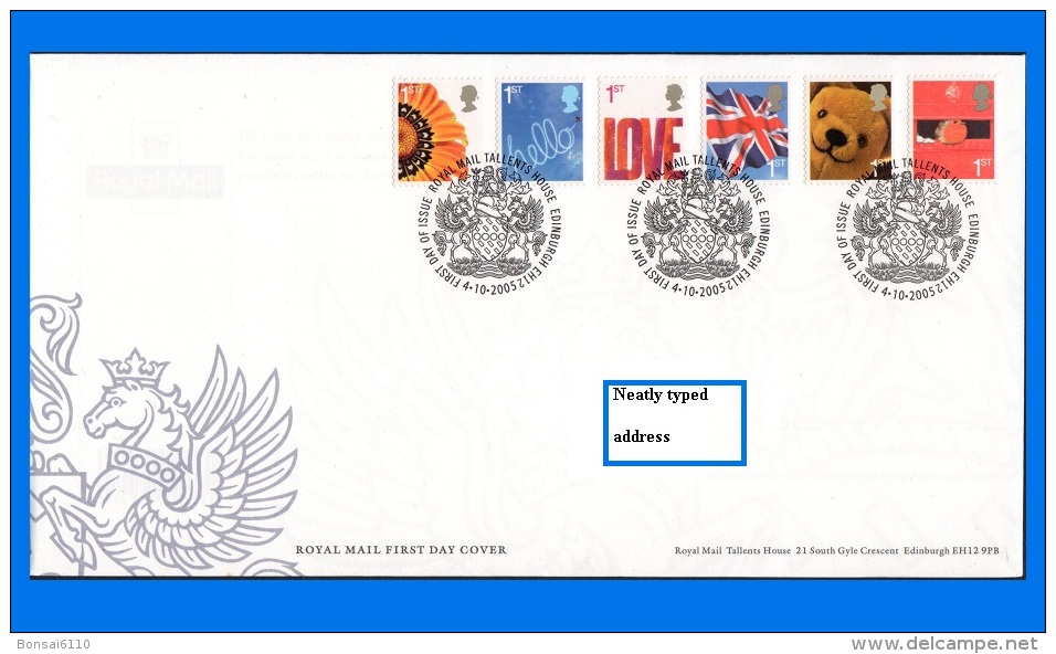 GB 2005-0004, Smilers Booklet Stamps (1st Series) FDC, Tallents House SHS - 2001-2010 Em. Décimales