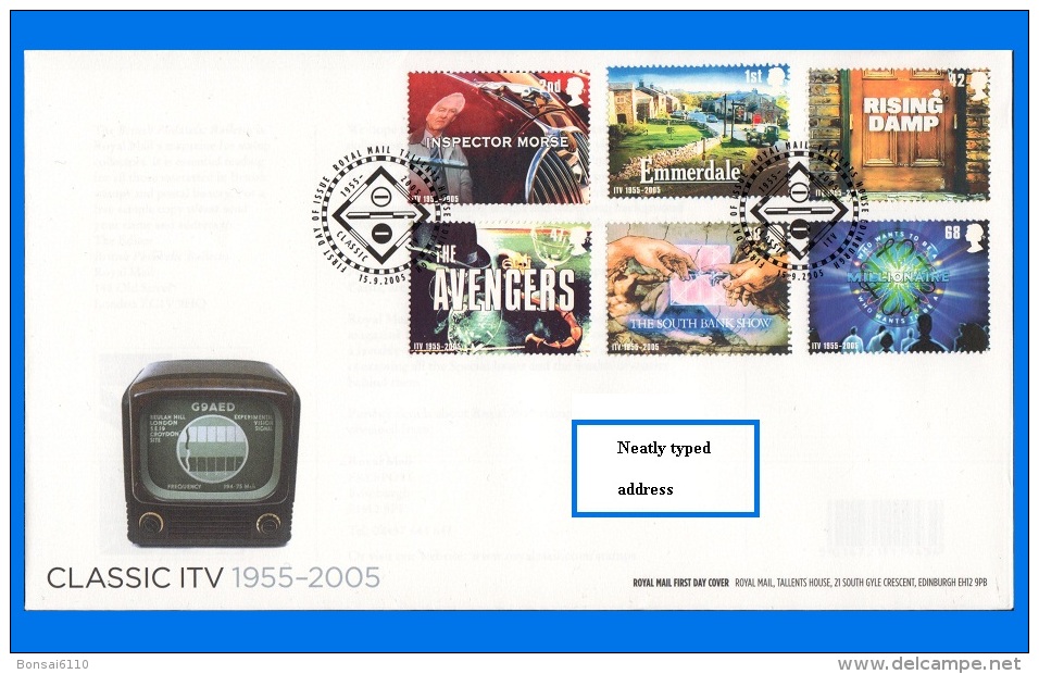 GB 2005-0005, 50th Anniv Of ITV FDC, Tallents House SHS - 2001-2010 Decimal Issues