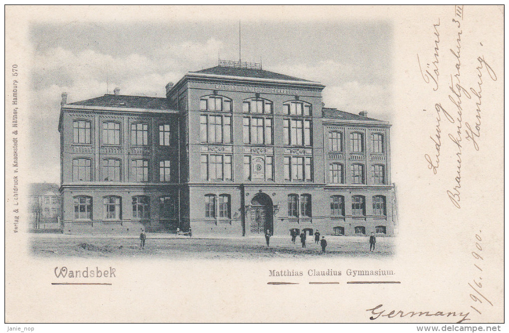Germany 1908 Wandsbek, Used Postcard - Cartes Postales - Oblitérées