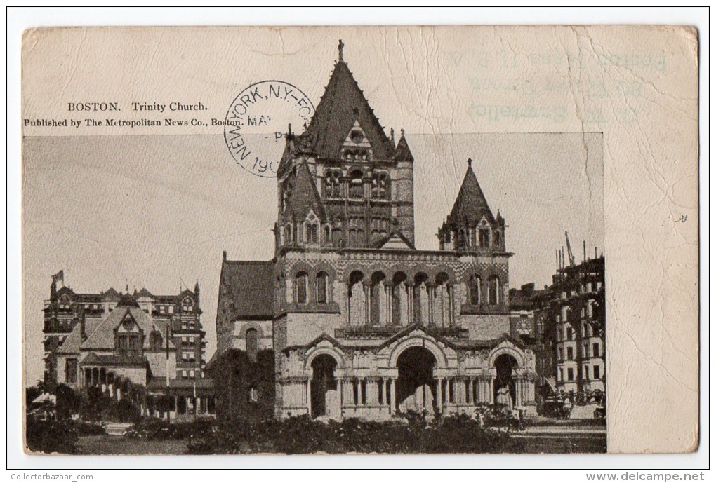 Boston Trinity Church US  Vintage Original Postcard  Ca1900 Cpa Ak (W3_3098) - Boston