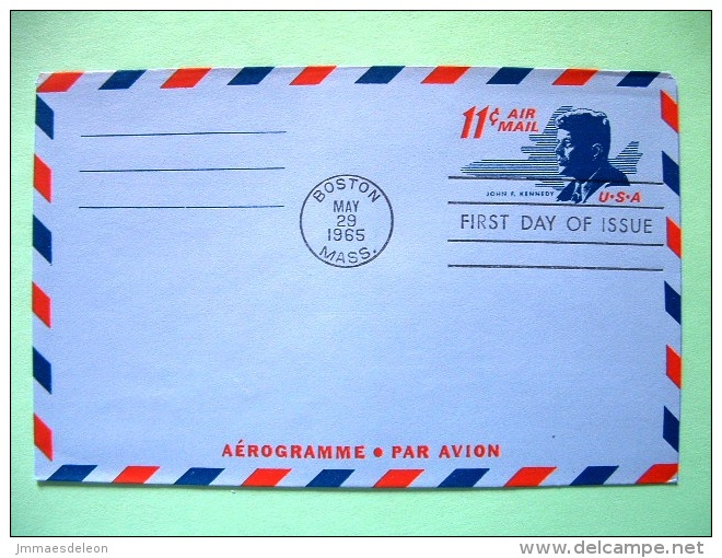 USA 1965 FDC Stationery Stamped Cover - Boston - 11c - Kennedy - Plane - 1961-80