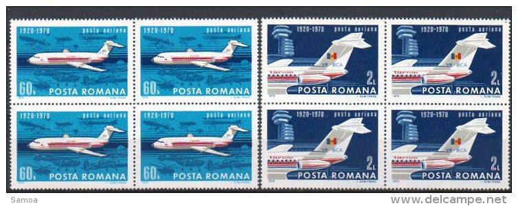 Roumanie 1970 PA 223 - 224 Bloc De 4 ** Avions - Tarom - Ongebruikt