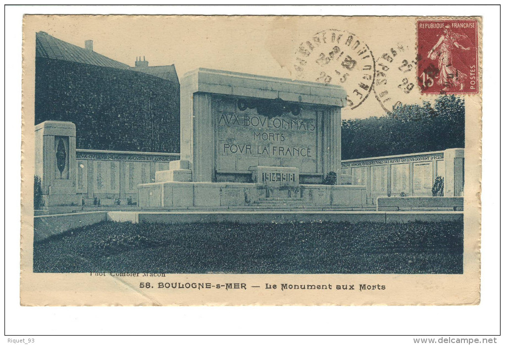 58- BOULOGNE -s-Mer - Le Monument Aux Morts - Boulogne Sur Mer