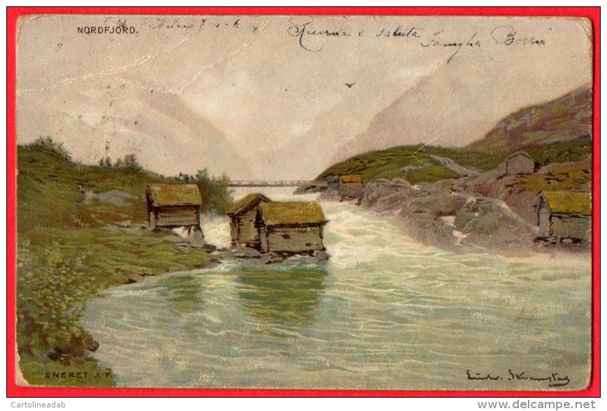 [DC6266] NORVEGIA - NORDFJORD - FIRMATA ERNET J. F. - Viaggiata - Old Postcard - Norvegia