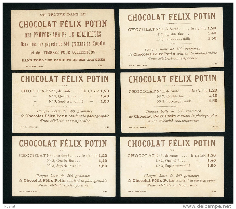 Chocolat Félix Potin, Lot De  6 Chromos Lith. Champenois TM3-4, Thème Fleurs, Fruits, Légumes, Voir Scans Pour Détails - Félix Potin