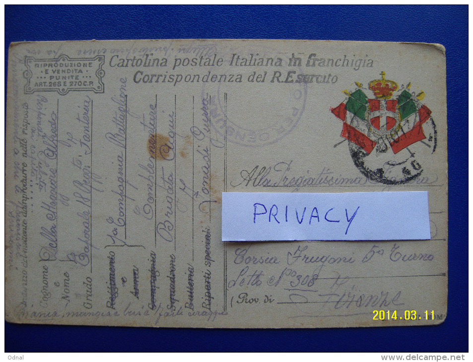 CARTOLINA POSTALE  ITALIANA IN FRANCHIGIA  ANNI  1917   (5 PEZZI) - War 1939-45