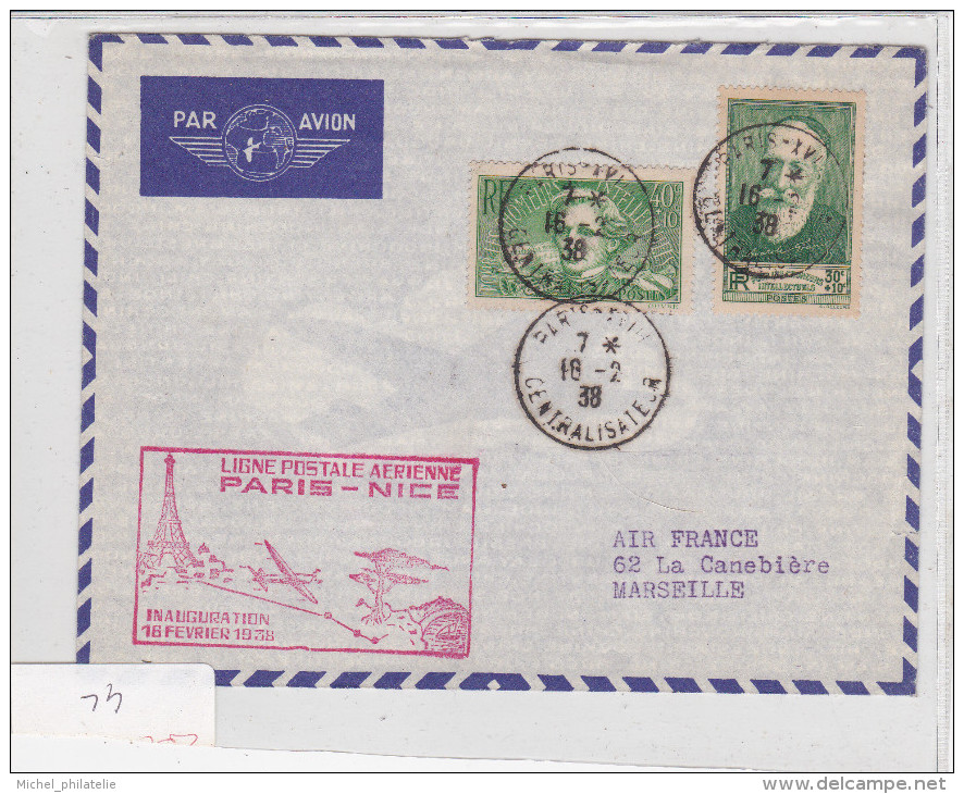 Ligne Postale Aérienne Paris - Nice 38 - 1960-.... Covers & Documents