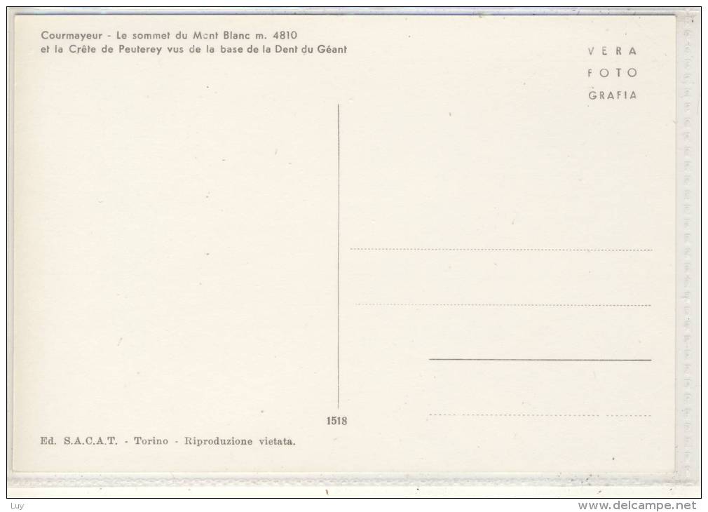 Courmayeur - Cima  Del  Monte  Bianco - 1958 - Other & Unclassified