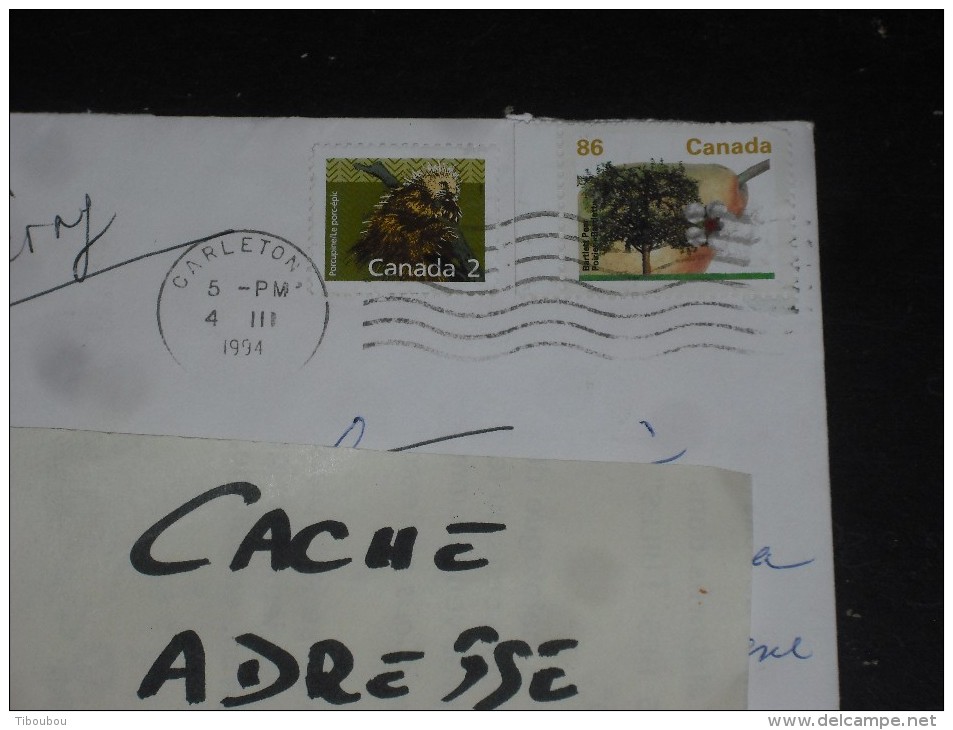 LETTRE CANADA AVEC YT 1065a ET 1295 - FLORE FRUIT ARBRE - POIRIER POIRE BARTLETT - FAUNE PORC EPIC - - Cartas & Documentos