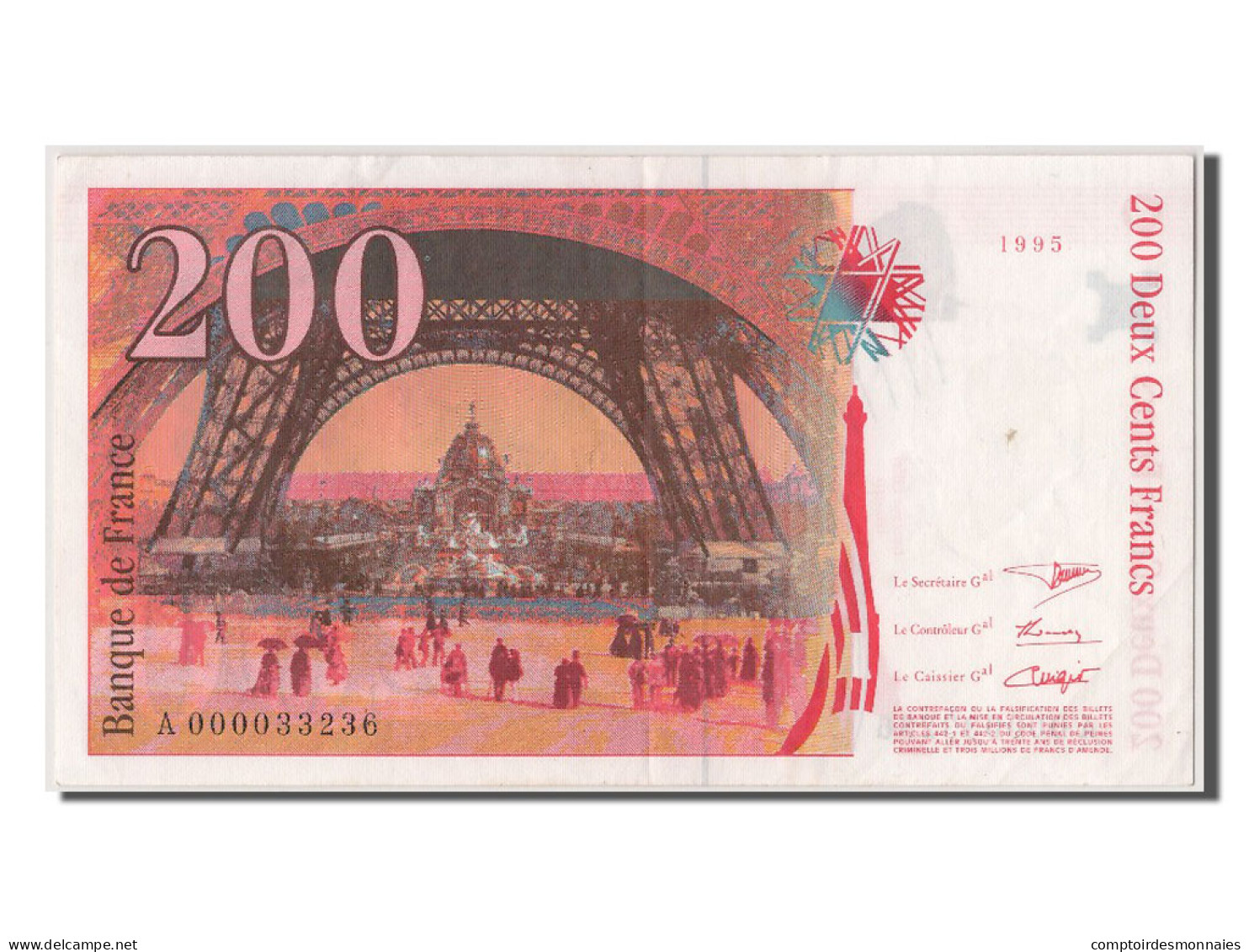 Billet, France, 200 Francs, 200 F 1995-1999 ''Eiffel'', 1995, SUP, Fayette:75.1 - 200 F 1995-1999 ''Eiffel''