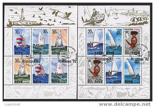 COREE DU NORD, SPORTS, VOILIERS, Dont PHARE, 2 Feuillets. R604 - Sailing
