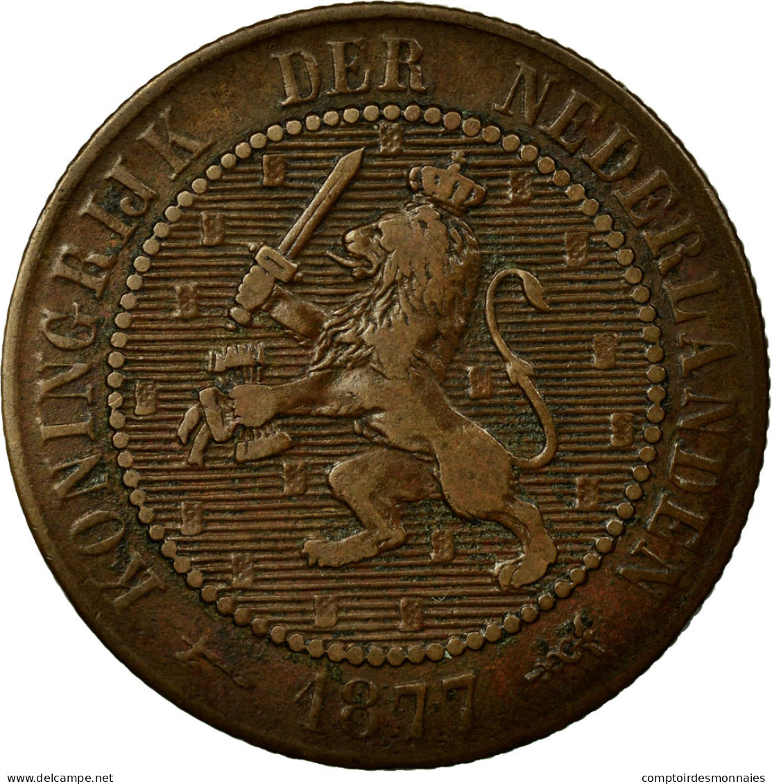 Monnaie, Pays-Bas, William III, 2-1/2 Cent, 1877, TTB, Bronze, KM:108.1 - 1849-1890 : Willem III