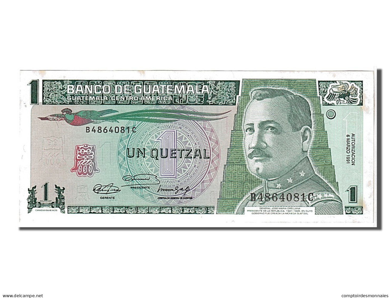 Billet, Guatemala, 1 Quetzal, 1991, KM:73b, SUP - Guatemala