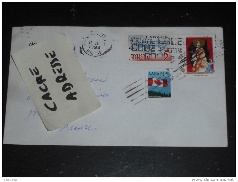 LETTRE CANADA AVEC YT 390 1342a ET 1168 - DRAPEAU - EXPOSITION INTERNATIONALE MONTREAL - NOEL SAINT NICOLAS - - Storia Postale