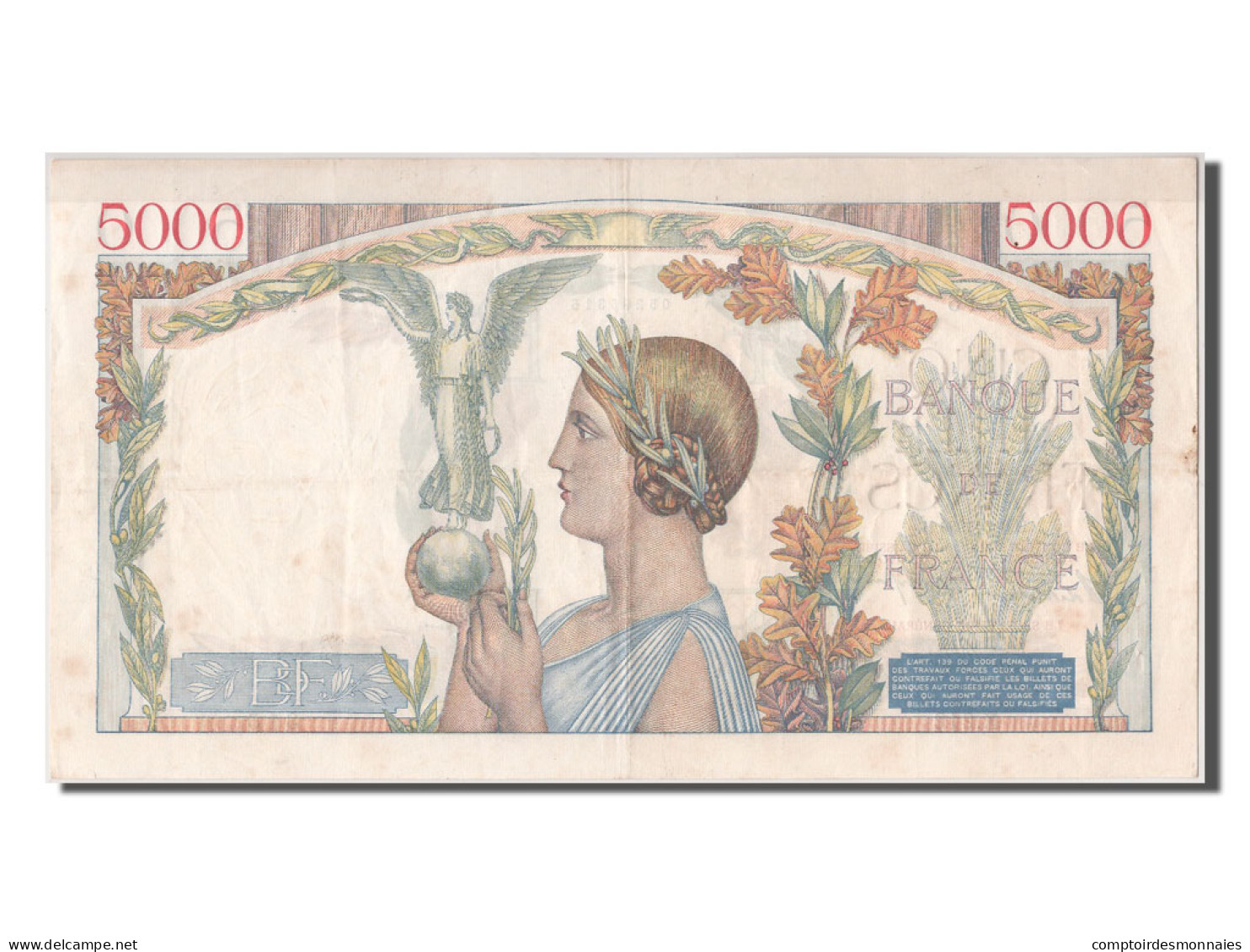 France, 5000 Francs, Victoire, 1939, SUP, Fayette:46.7, KM:97a - 5 000 F 1934-1944 ''Victoire''