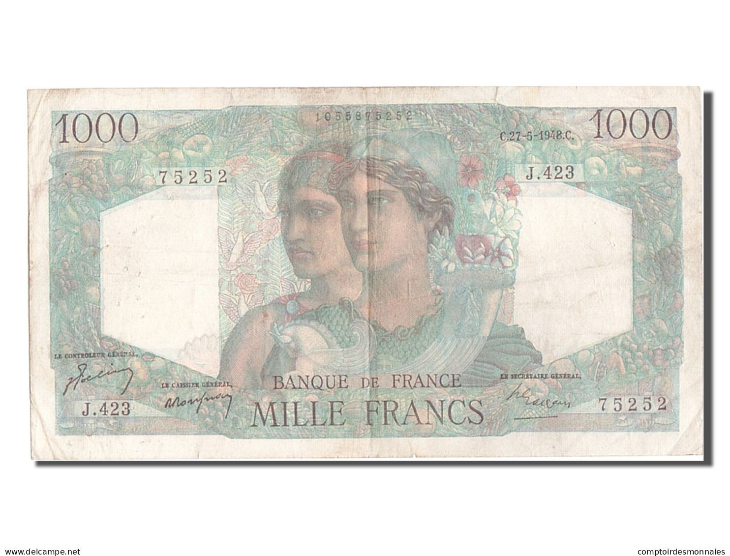 Billet, France, 1000 Francs, 1 000 F 1945-1950 ''Minerve Et Hercule'', 1948 - 1 000 F 1945-1950 ''Minerve Et Hercule''