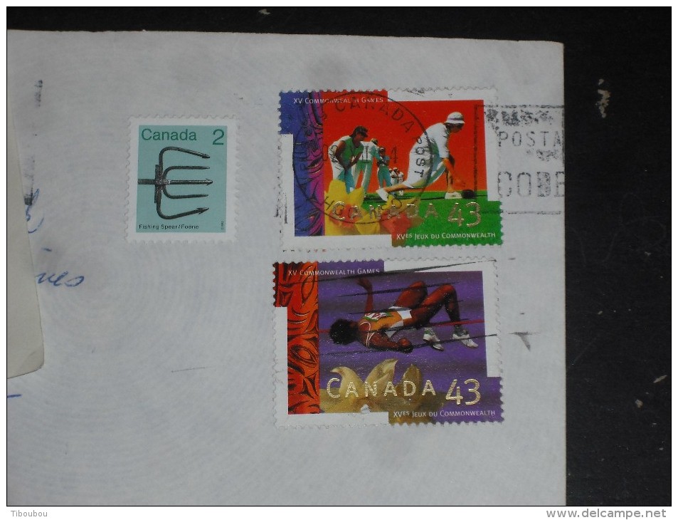 LETTRE CANADA AVEC YT 819 1366 ET 1380 - OUTIL FOENE - SPORT BOULINGRIN BOULES - ATHLETISME SAUT EN HAUTEUR - - Lettres & Documents