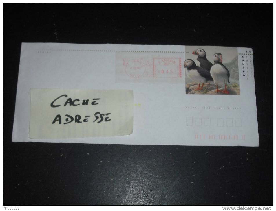 LETTRE PAP ENTIER POSTAL CANADA - FAUNE OISEAU MACAREUX MOINE - ATLANTIC PUFFIN - - 1953-.... Reign Of Elizabeth II