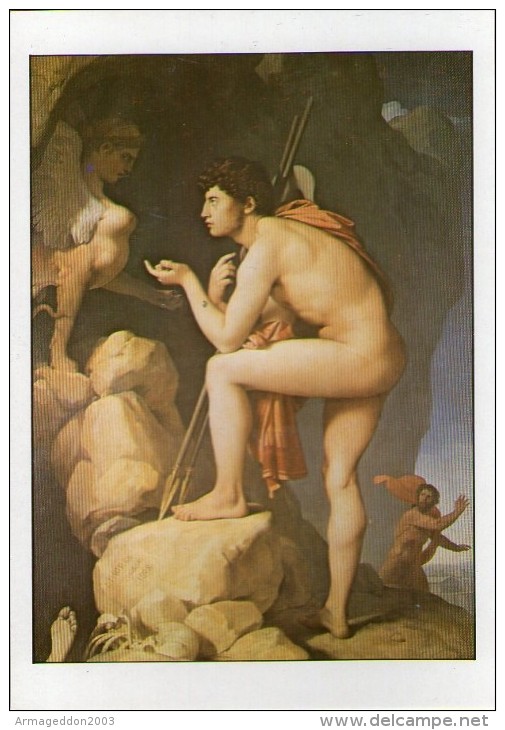 Z14  / FICHE RIGIDE FORMAT CPM THEME ARTS ET PEINTURE NEO CLASSIQUE PAR INGRES Oedipe Et Le Sphynx - Collections