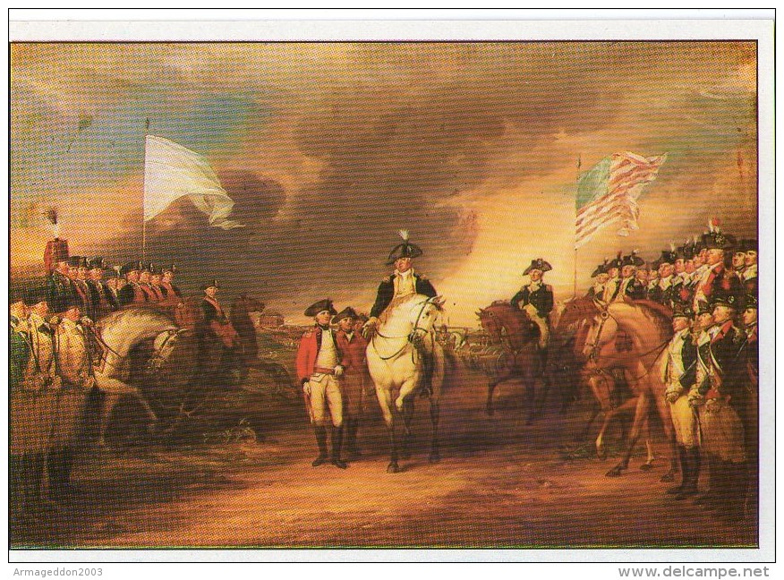 Z16 FICHE RIGIDE FORMAT CPM THEME ARTS ET PEINTURE NEOCLASSIQUE PAR TRUMBULL Capitulation De Lord Cornwallis - Collections