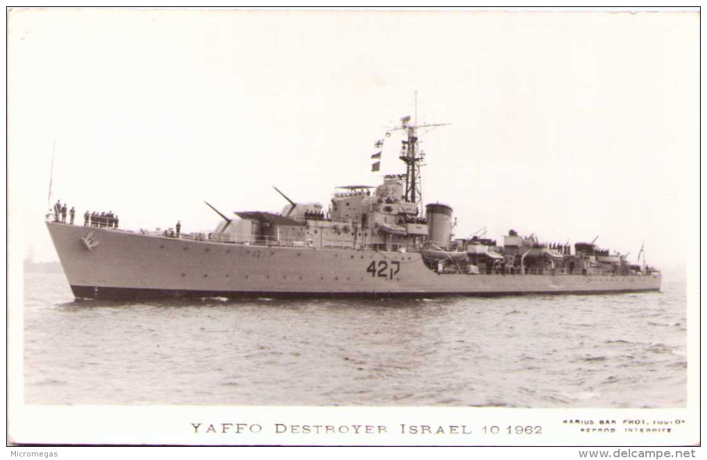 "Yaffo" - Destroyer - Israël 10 1962 - Carte-photo - Guerra