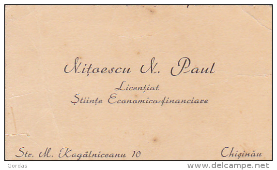 Moldova - Bessarabia - Chisinau - Kishinev - His. Romania - Nitoescu Paul - Licentiat Stiinte Economico Financiare - Moldova