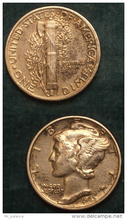 M_p> Stati Uniti One Dime ( Un Decimo ) 1942 In Argento 900/ooo - 1916-1945: Mercury