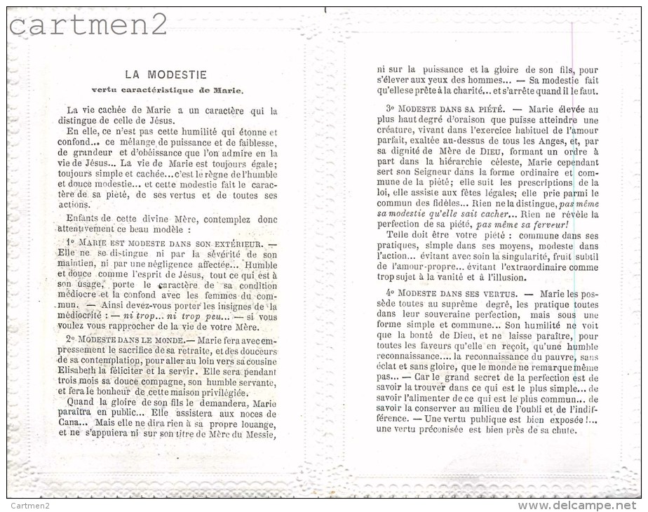 IMAGE PIEUSE A VOLET PAR CH. LETAILLE LA MODESTIE RELIGION CANIVET SANTINI SANTINO - Imágenes Religiosas