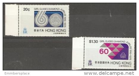 HONG KONG - 1976 GIRL GUIDES DIAMOND JUBILEE SET OF 2  MNH **    SG 354-5  Sc 328-9 - Unused Stamps