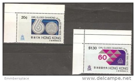 HONG KONG - 1976 GIRL GUIDES DIAMOND JUBILEE SET OF 2  MNH **    SG 354-5  Sc 328-9 - Unused Stamps