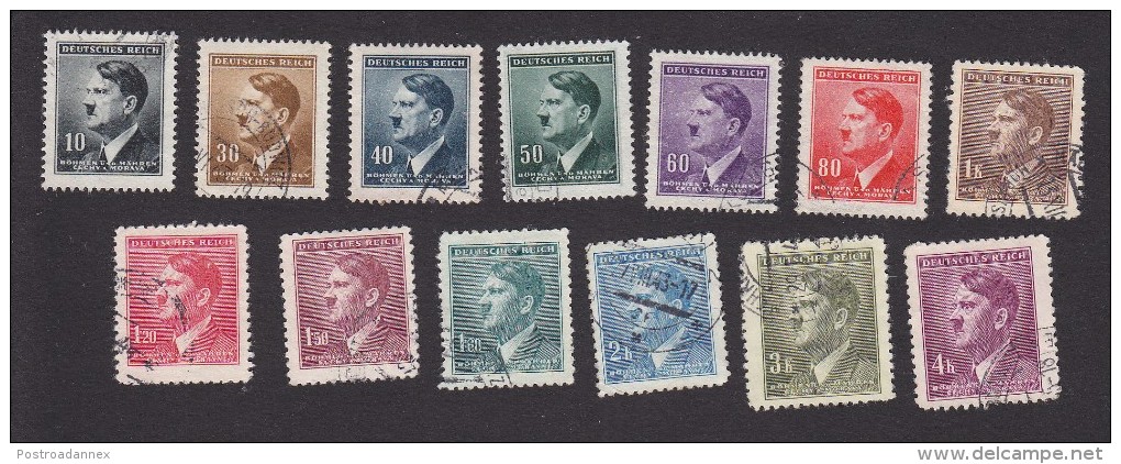 Bohemia And Moravia, Scott #62-72, 75-76, Used, Hitler, Issued 1942 - Oblitérés