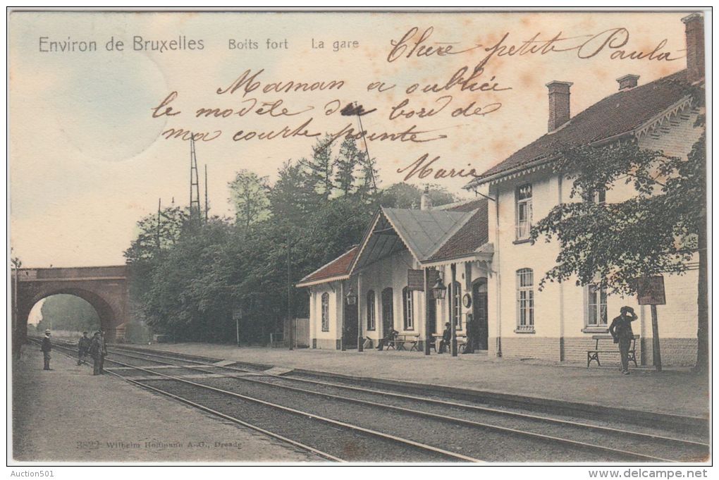 21141g GARE - QUAI - RAIL - Boitsfort - 1904 - Colorisée - Watermaal-Bosvoorde - Watermael-Boitsfort