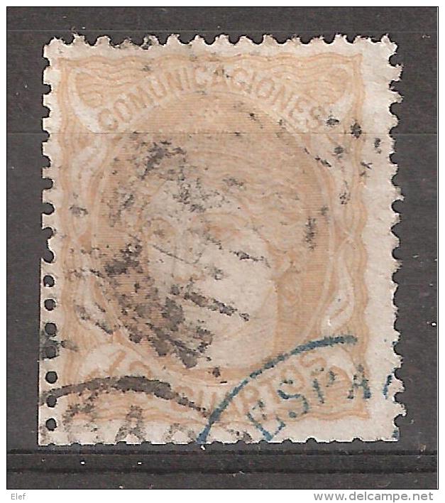 ESPANA / Espagne, 1870 Regence, Yvert N° 113, 12 Cuartos Bistre Obl Cachet Français BLEU ESPAGNE ,TB - Used Stamps