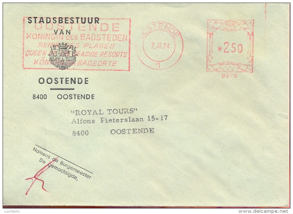 Omslag Enveloppe - Stadsbestuur Oostende 1974 - Enveloppes