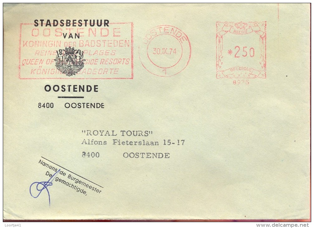 Omslag Enveloppe - Stadsbestuur Oostende 1974 - Enveloppes