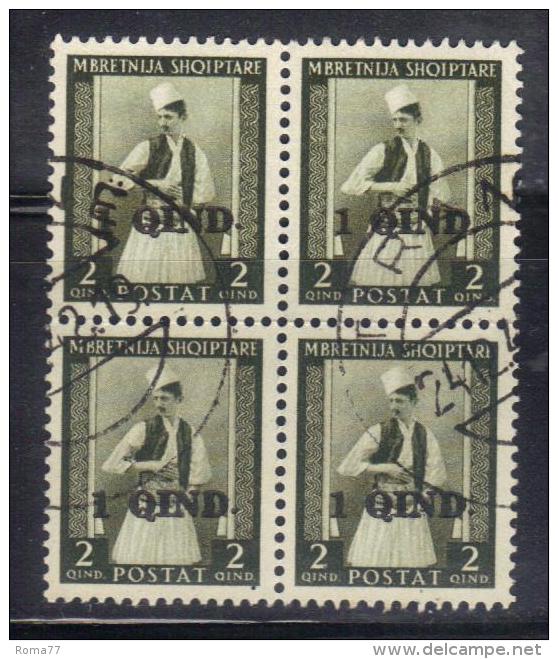 SS2728 - ALBANIA 1942,  Yvert  N.  280 In Quartina Usata - Albania