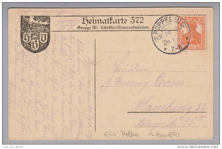 Heimat Polen Poppelau (Kr.Oppeln) 1918-09-26 KOS-Stempel Auf Heimatkarte 372 - Cartas & Documentos