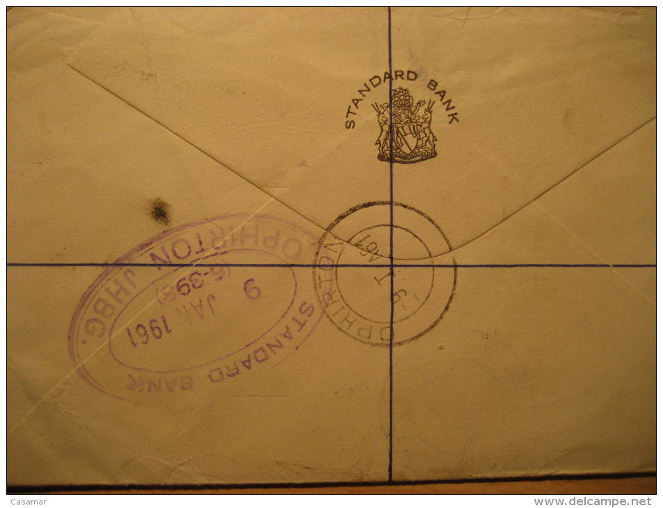 JOHANNESBURG 1961 To Amsterdam Holland Standard Bank Postage Paid SOUTH AFRICA Registered Cover British Area Colonies - Briefe U. Dokumente