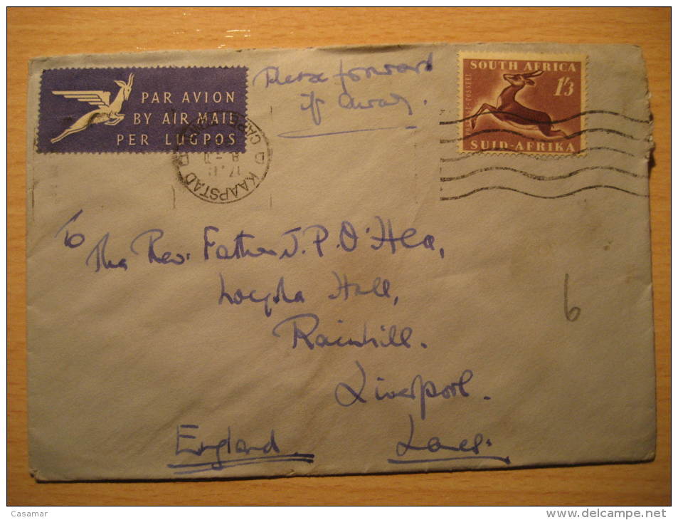 KAAPSTAD CAPE TOWN 195? To Liverpool GB UK England SOUTH AFRICA Air Mail Cover British Area Colonies - Briefe U. Dokumente