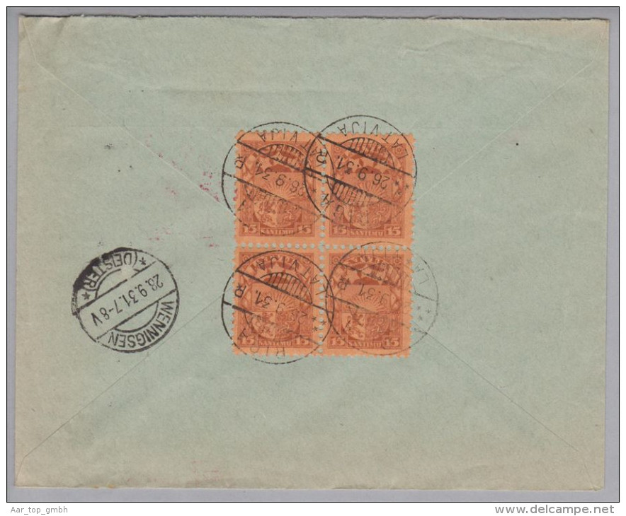 Lettland 1931-09-28 Riga R-Brief Nach Wennigsen DE - Latvia